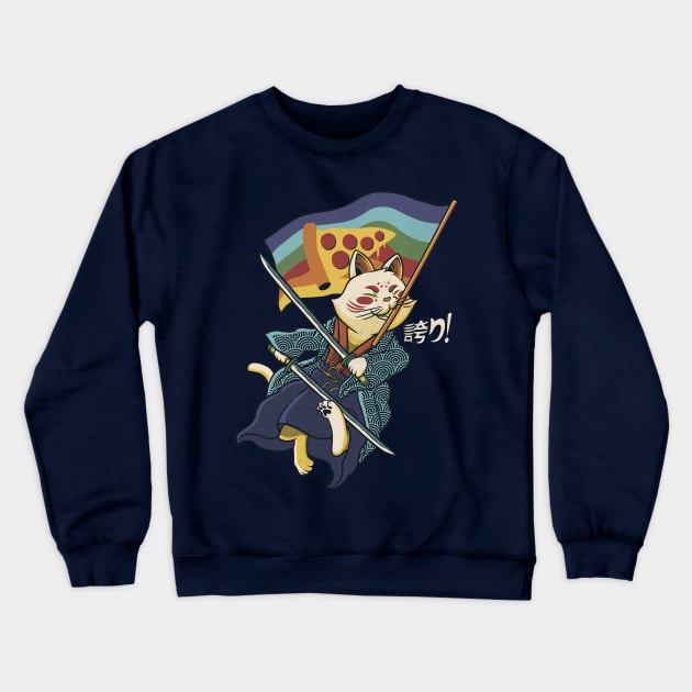 Katana Cat Rainbow Flag Japanese Style Pizza by Tobe Fonseca Crewneck Sweatshirt by Tobe_Fonseca